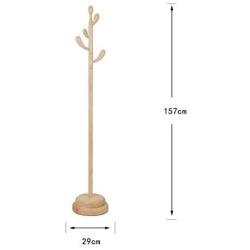 Cxjff Floor Standing Coat Rack Household Wooden with 4 Hooks Round Bottom Support Clothes Hat Hanger Fashion (Color : A, Size : 29x29x157cm)