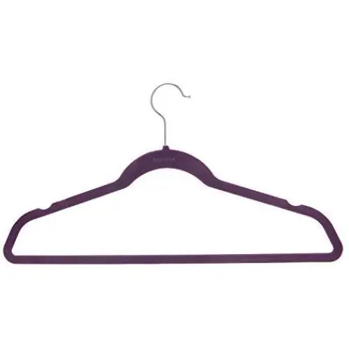 BriaUSA Velvet Suit Clothes Hangers Multipurpose Slim with Notched Shoulders & Swivel Chrome Hooks ? Purple ? Set of 10