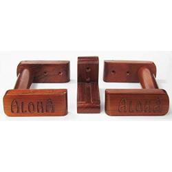 Vertical Carved &quotALOHA" Wall Display Storage Racks Hangers 3pc Teak Wood Set for Surfboard, Skateboard, Snow Board Any Height or Angle