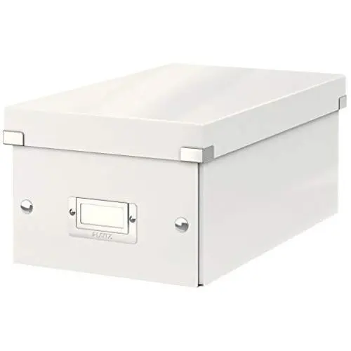 Leitz Click & Store Storage Box, DVD Organizer Boxes with Lid, Collapsible, Stackable, Patented Design, Bin, Cabinet, Desk Organizer, White (60420001) Leitz Click & Store Storage Box, DVD Organizer Boxes with Lid, Collapsible, Stackable, Patented Design, Bin, Cabinet, Desk Organizer, White (60420001)
