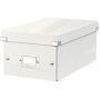 Leitz Click & Store Storage Box, DVD Organizer Boxes with Lid, Collapsible, Stackable, Patented Design, Bin, Cabinet, Desk Organizer, White (60420001)