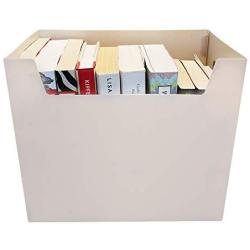 Portable File Folder Organizer, Magazine & Book Storage Boxes with Side Handles, Ivory White