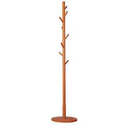 Free Standing Wood Coat Rack-8 Hooks Sturdy Wooden Coat Hanger Entryway Hall Tree Coat Tree with Round Base for Clothes,Scarves,Handbags,Umbrella (Honey Brown)