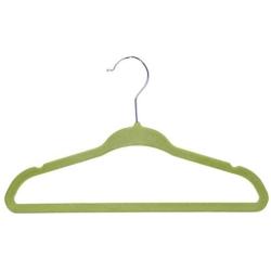 IOOXE-H 20pcs Non-Slip Kids Flock Coat Hangers Children Clothes Portable Velvet Child Hanging Rack (Green)