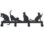 4 Hooks Wall Mounted Hanger, Holder for Towels, Keys, Coats, Hats, Robes and Clothes with Cat Décor (Black)