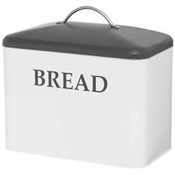 Extra Large Bread Boxes - Bread Boxes For Kitchen Counter Holds 2+ Loaves For All Your Bread Storage - Bread Container Counter Organizer for Farmhouse Kitchen Decor, Vintage Gray and White Kitchen Decor