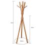 Cxjff Floor Standing Coat Rack Tidy Design Hanger Clothes Bags 6 Hooks Easy Install, Wood, 3 Colors (Color : Honey)