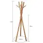 Cxjff Floor Standing Coat Rack Tidy Design Hanger Clothes Bags 6 Hooks Easy Install, Wood, 3 Colors (Color : Honey)