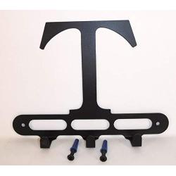 Capital Letter T Monogram Wall Hook Hanger. Satin Black. Solid Steel. Screws Included.