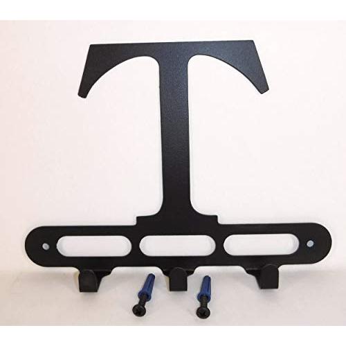 Capital Letter T Monogram Wall Hook Hanger. Satin Black. Solid Steel. Screws Included.