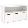 Homfa Kids Toy Storage Cabinet, Toddlers Room Chest Cabinet 3 Drawers with Wheels and Large Storage Cube Shelf for Childrens Bedroom Playroom, White