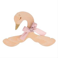 KIPB Cute Swan Shaped Baby Hangers Wood Hangers Kids Home Hangers Clothes Hanging Racks (Random Ribbon Color Pattern)