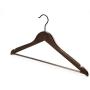 TOPIA HANGER Heavy Duty Wood Coat Hangers in Smooth Retro Finish, Boutique Quality Wooden Suit Hangers-Thicker Non-Slip Rubber Pants Bar and Extra Smoothly Cut Notches-360° Black Hook-18 Pack CT04A