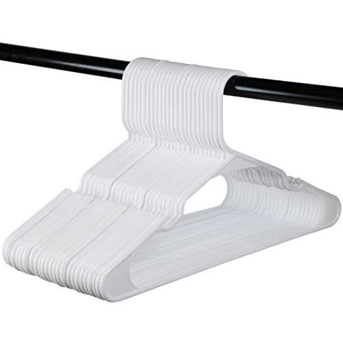 USA Made - White Standard Plastic Hangers, Notched, Set of 24 Durable and Slim, Notched, Made in The USA (White, 24 Pack)