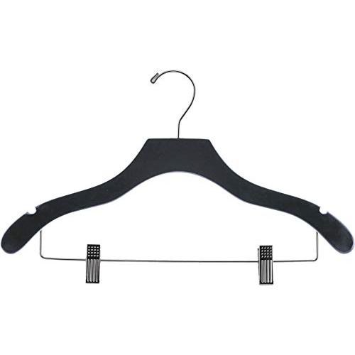The Great American Hanger Company Wooden Combo Black Finish Hanger with Clips and Notches (Box of 25)