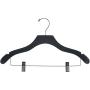 The Great American Hanger Company Wooden Combo Black Finish Hanger with Clips and Notches (Box of 25)