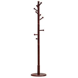 Wooden Coat Rack Hall Bedroom Hanger Single Pole Home Clothes Rack (Color : Red)