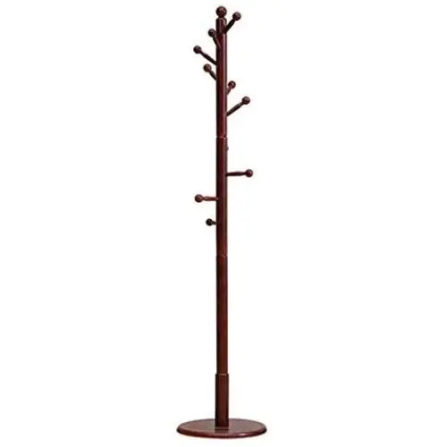Wooden Coat Rack Hall Bedroom Hanger Single Pole Home Clothes Rack (Color : Red) Wooden Coat Rack Hall Bedroom Hanger Single Pole Home Clothes Rack (Color : Red)