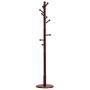 Wooden Coat Rack Hall Bedroom Hanger Single Pole Home Clothes Rack (Color : Red)