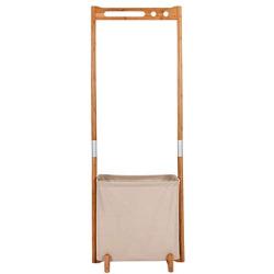 Bamboo Coat Rack Floor Combination Hanger Creative Dirty Clothes Basket Hanger Clothes Rack Simple 155CM (Color : Wood Color)