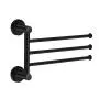 Towel Rack Bathroom Swivel Towel Bar 3 Multi Fold-able Arms Rotation Organizer Swing Towel Shelf Space Saving Hanger Kitchen Hand Towel Holder Wall Mount Stainless Rubber Matte Black MARMOLUX