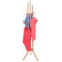 Kasenxet Bamboo Tree Garment Clothes Coat Hat Umbrella Portable Hanger Stand Rack with 3-Tier Storage Shelves and Hooks