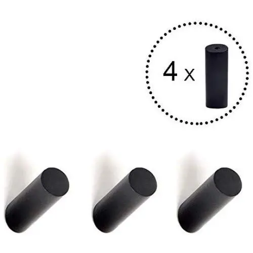 ANZOME Wooden Coat Hook, 4 Pieces Wood Wall Hook, Wooden Coat Peg Coat Hanger for Hanging Clothes, Hat, Scarves and Headphone in Bedroom, Living Room, Hallway (Medium Type in Black)
