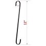 RuiLing 4-Pack 12 Inch Black Chrome Finish Steel Hanging Flat Hooks - S Shaped Hook Heavy-Duty S Hooks, for Kitchenware, Pots, Utensils, Plants, Towels, Gardening Tools, Clothes