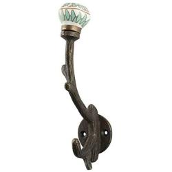Indianshelf Handmade 3 Artistic Vintage Green Iron Hexagon Small Wall Hooks Hangers/Clothes Hooks Wall Mount