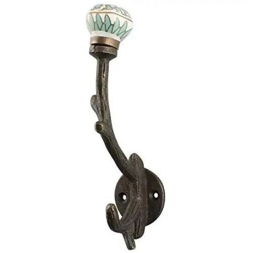 Indianshelf Handmade 3 Artistic Vintage Green Iron Hexagon Small Wall Hooks Hangers/Clothes Hooks Wall Mount Indianshelf Handmade 3 Artistic Vintage Green Iron Hexagon Small Wall Hooks Hangers/Clothes Hooks Wall Mount