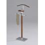 Alek...Shop Executive Suit Stand Valet Rack Hanger Clothes Organizer Men Coat Butler Style Chrome/Tabacco Modern Wood & Metal