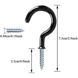 20 Pack Black Ceiling Hooks, 2.9 Inches Vinyl Coated Screw-in Ceiling Hooks Hanging Hooks, Plant Hooks Kitchen Hooks Cup Hooks Ceiling Hooks for Hanging