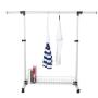 Shwk Collapsible Single Rail Adjustable Clothes Hanger Rolling Garment Rack Duty Rail