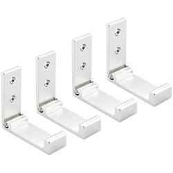 Pack of 4, Foldable Wall Mount Hanging Hooks, Aluminum Cloth Hanger, Headset Wall Hanger, Aluminum Wallmount Hook, Hold Up to 20kg with Screws (Silver)