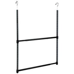 Oceanstar 2-Tier Portable Adjustable Closet Hanger Rod, Black