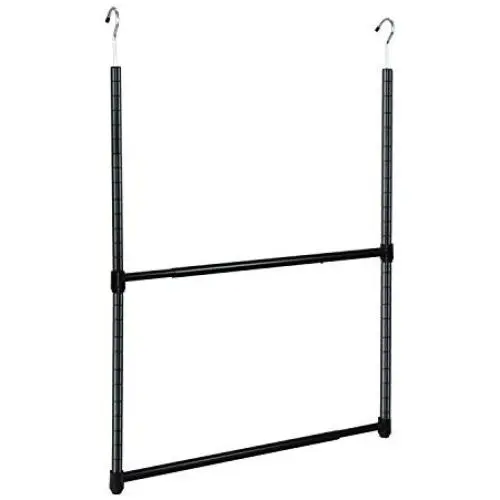 Oceanstar 2-Tier Portable Adjustable Closet Hanger Rod, Black