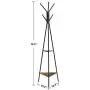 SONGMICS Coat Rack Stand, Coat Tree, Hall Tree Free Standing, Industrial Style, with 2 Shelves, for Clothes, Hat, Bag, Black, Vintage URCR16BX