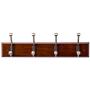 Finnhomy Wooden Coat Hooks Wall Hooks 4 Dual Hooks 16-Inch Rail/Pilltop Rack Long Coat Rack for Clothes Entryway Foyer Storage Organization Bathroom Towel Key Accessory Walnut/ORB Hook