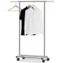 Bextsware Clothes Rack Multi-Function Garment Rack, Heavy Duty Commercial Grade Clothes Rolling Rack on Wheels with Expandable Collapsible Clothing Rack,Holds up to 150 lbs,Chrome