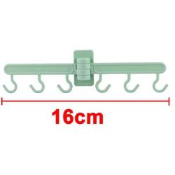 uxcell Plastic Home 6 Hooks Foldable Wall Sticker Clothes Hanger Hook 2pcs Light Green