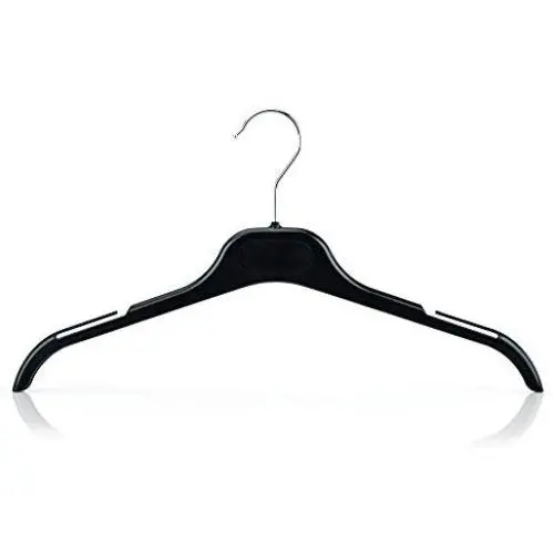 HANGERWORLD 50 Black 15inch Plastic Notched Coat Clothes Garment Top Hangers with Metal Hook HANGERWORLD 50 Black 15inch Plastic Notched Coat Clothes Garment Top Hangers with Metal Hook