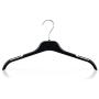 HANGERWORLD 50 Black 15inch Plastic Notched Coat Clothes Garment Top Hangers with Metal Hook