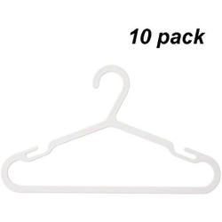 LOCGFF 10 Pack Space Saving ABS Children Hangers, Children Can Organize Their Own Clothes, Can Be Hung from The Balcony Wardrobe Coat Rack, White