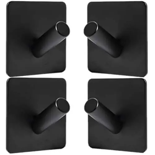 Adhesive Hooks Heavy Duty Wall Hooks for Hanging Towel Hooks for Bathroom, 4 Hooks, Matte Black Adhesive Hooks Heavy Duty Wall Hooks for Hanging Towel Hooks for Bathroom, 4 Hooks, Matte Black