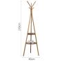 Cxjff Floor Standing Coat Rack Durable Cozy Clothes Hanger 6 Hooks Clean Indoor Install, Bamboo (Color : Wood, Size : 49x49x170cm)