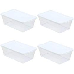 Sterilite Storage Boxes 13.5" X 8.3" X 4.8", 6 Qt. Clear - Pack of 4