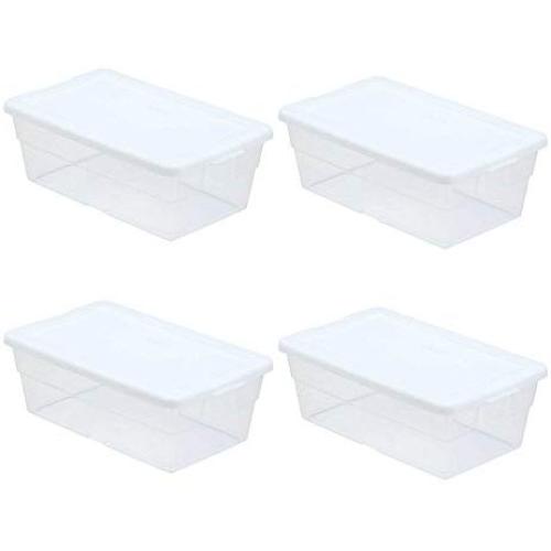 Sterilite Storage Boxes 13.5" X 8.3" X 4.8", 6 Qt. Clear - Pack of 4