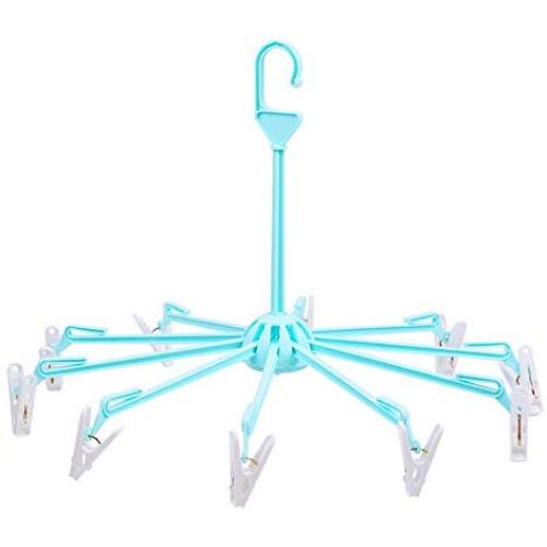 na Umbrella Folding Hanger with Clips - 9 Arms Per Hanger - 2 Total Hangers - Drying Rack Clothes Clips Drip Socks Hangers Underwear Laundry Towels
