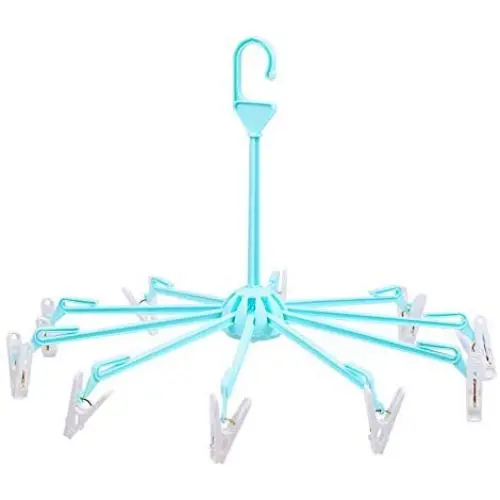 na Umbrella Folding Hanger with Clips - 9 Arms Per Hanger - 2 Total Hangers - Drying Rack Clothes Clips Drip Socks Hangers Underwear Laundry Towels