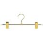 Amber Home 5 Pack-Shiny Gold Metal Slacks Pants and Skirt Hanger with Adjustable Clips Hang Rack with Hook (5)